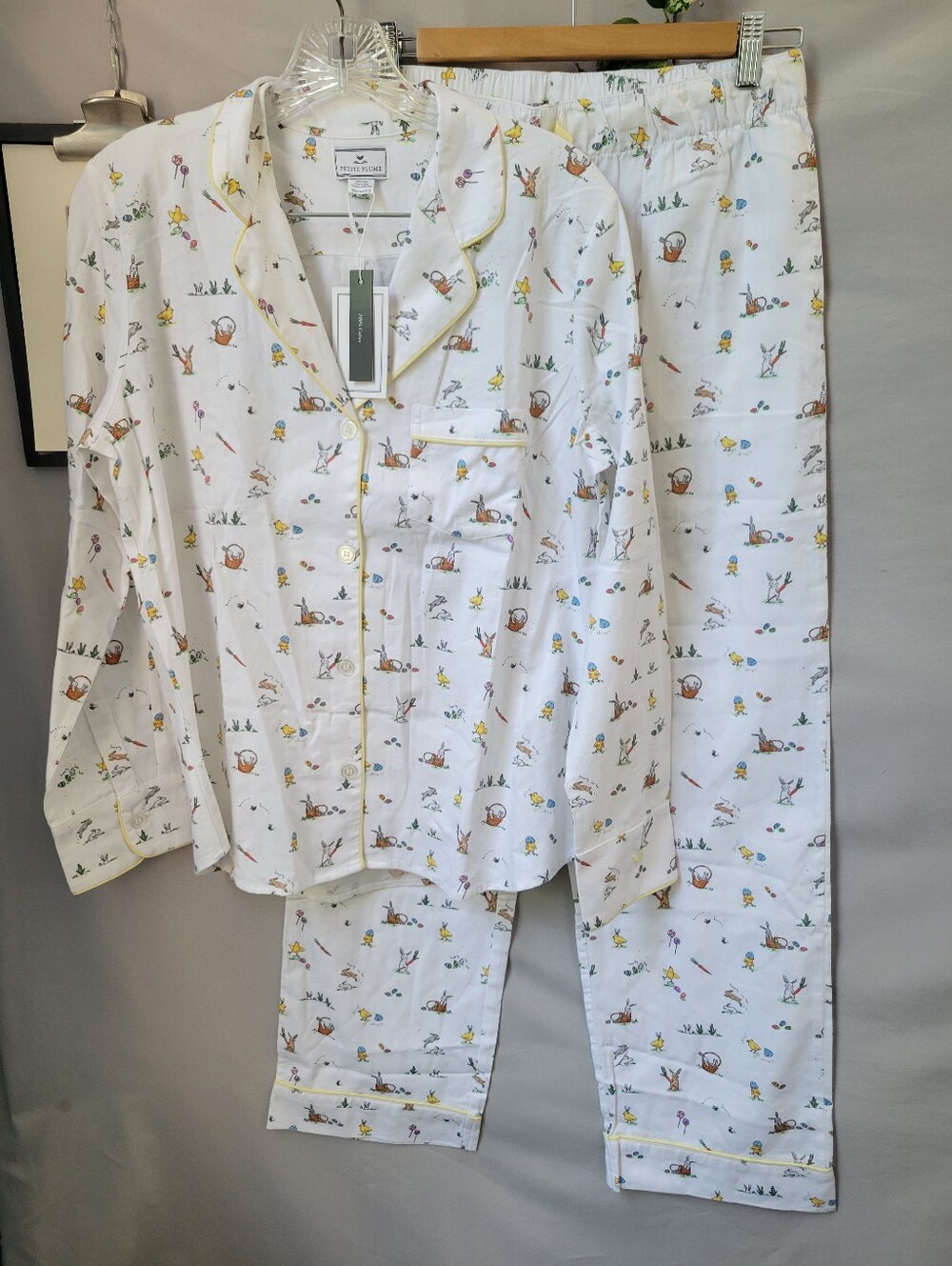 NEW Petite Plume Woven Twill Classic Pajama Set Bunny Chick S